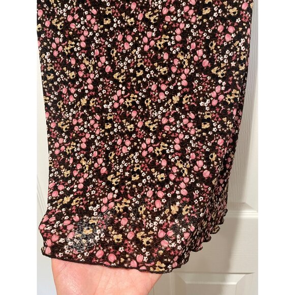 Vtg Y2K Byer Too Womens Chocolate Brown Floral Babydoll Dress Size XS Dark Fairy - Picture 6 of 12